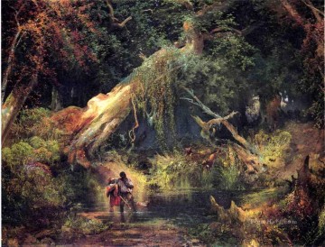 Slave Hunt Dismal Swamp Virginia landscape Thomas Moran woods forest Oil Paintings